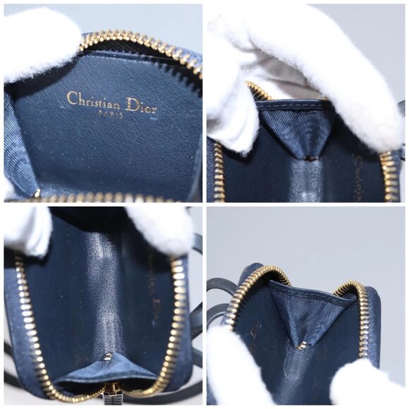 Christian Dior Trotter Canvas Oblique Phone Holder Airpods Case Navy Auth - Picture 15 of 16